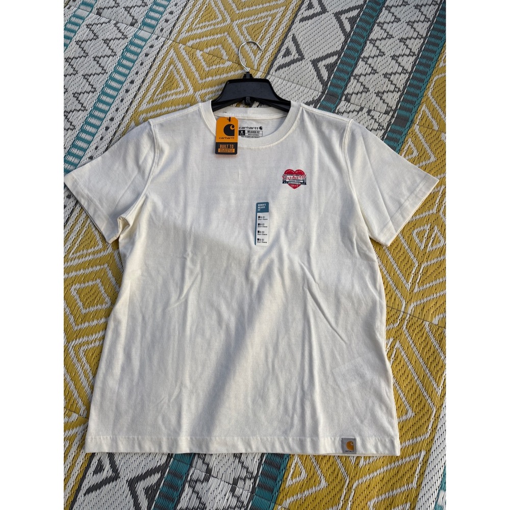 Carhartt Womens Relaxed Fit Friends First Heart Graphic T-Shirt White M TK7534-W